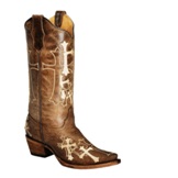 L5038 Women's Circle G Beige Cross Embroidered Cowboy Boot